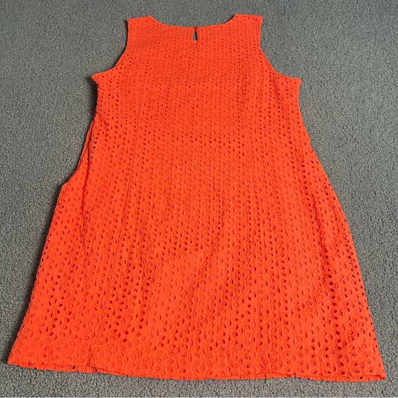 Alfred Sung Women's Orange Crewneck Sleeveless Square Eyelet Shift Dress Size 16 - Picture 11 of 12